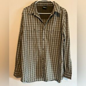 Koppen Grey White Plaid No Fly Long Sleeve Button Down Shirt Large Outdoor